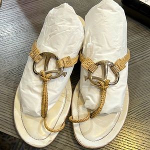 Tod’s Gold/brown Lizard Leather with Silver Knot Slipper